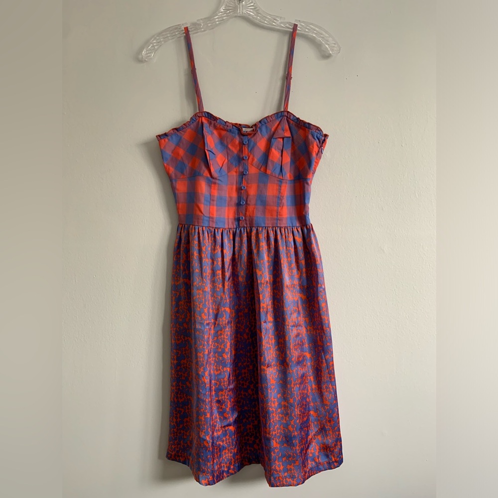 KENSIE PRETTY Mini Dress in Orange and Blue SZ: S